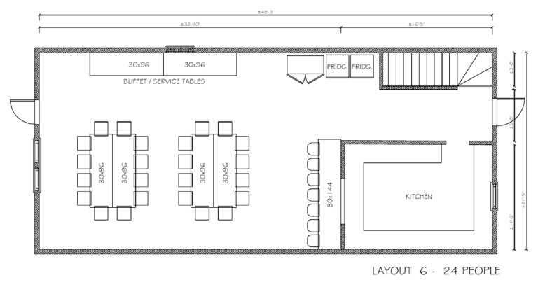 Upper floor layout 6: 24 people
